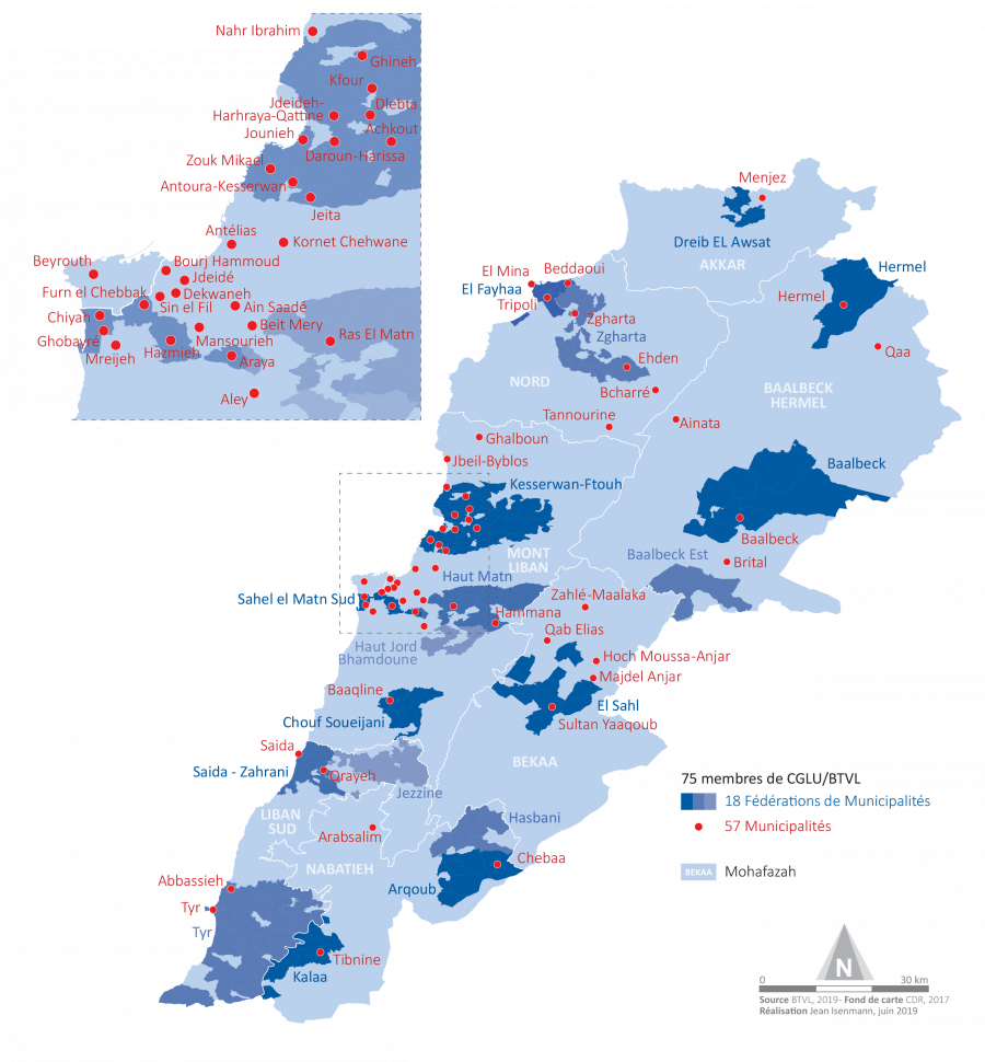Carte Réseau des villes libanaises