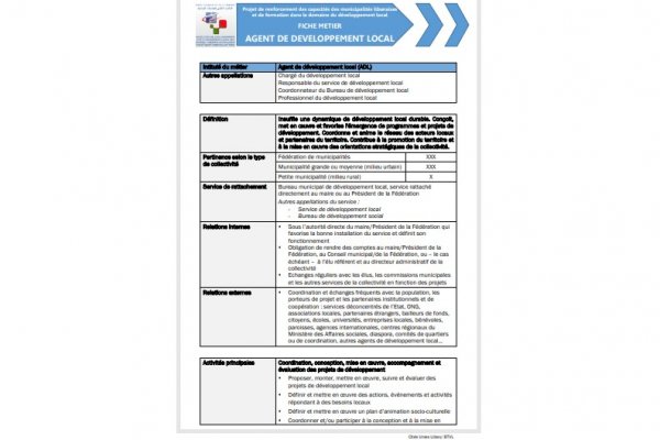 Fiche métier - Agent de développement local