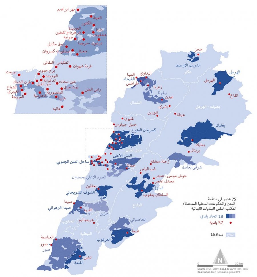 Carte Réseau des villes libanaises