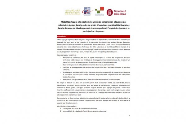 Charte de fonctionnement des unités de concertation citoyenne