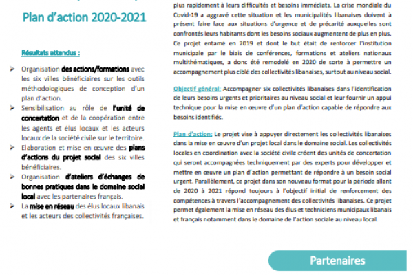 Fiche projet - Plan d'action 2020-2021