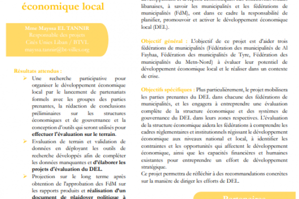 Fiche projet - Les fédérations de municipalités : vecteurs du développement économique local