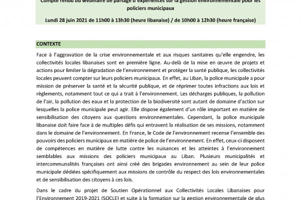 SOCLE - Compte rendu séminaire Police municipale juin 21