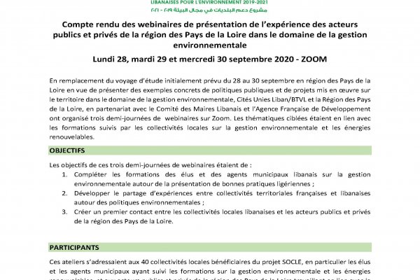SOCLE - CR webinaires septembre 2020