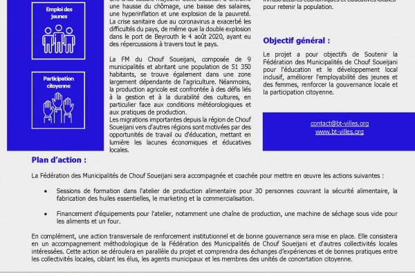 Projet de coopération pour la promotion de l’éducation et de l’inclusion sociale des jeunes à la Fédération des Municipalités de Chouf Soueijani