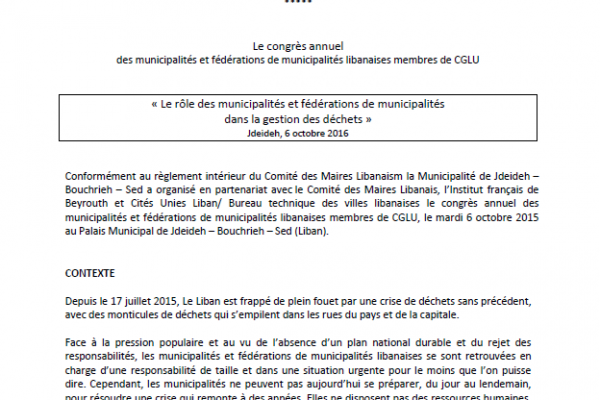 Le rôle des municipalités et fédérations de municipalités dans la gestion des déchets